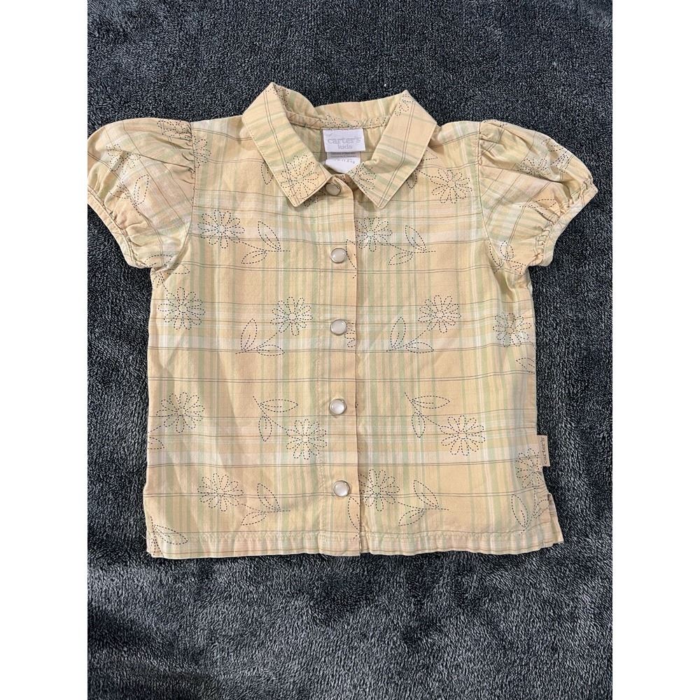 Carters Vintage‎ Toddler Girl Pearlsnap Yellow Top 12-18m